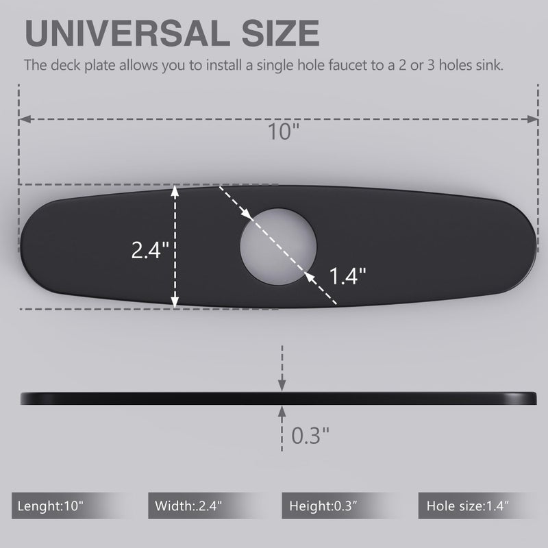 GIMILI 10 Inch Hole Cover Deck Plate Escutcheon for Kitchen Sink Faucet Single Hole Matte Black - Image 2